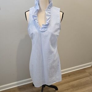 Mud Pie Blue and White Striped Seersucker Dress